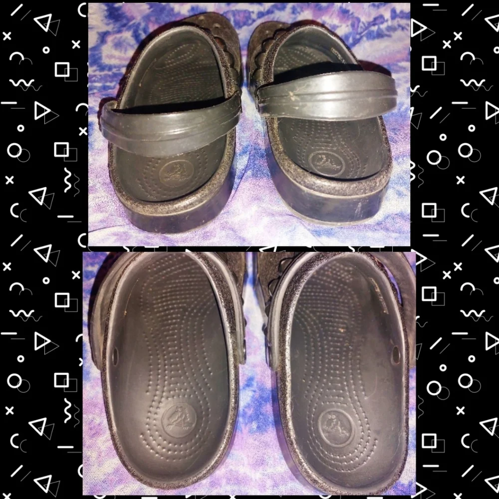 Crocs brand Black Shimmery Unisex Kids Clogs Sz 4M/6W
